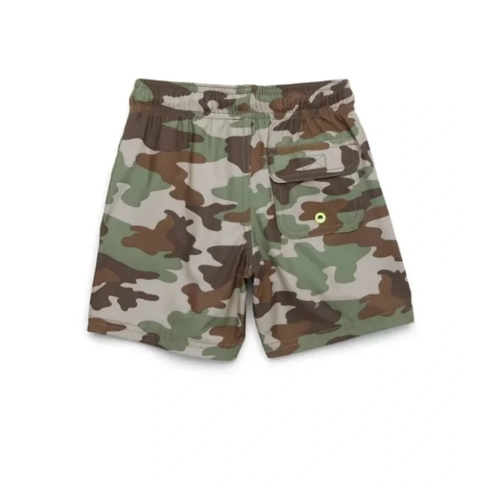 Wonder Nation  Boys Swim Trunks Set in Black, Blue, and Green Camo